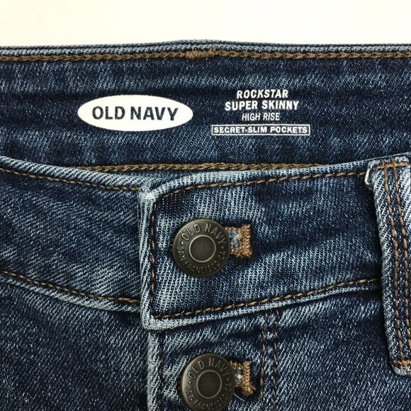 Old Navy Rockstar Super Skinny High Rise Button Fly Distressed size 4 inseam 27" - Picture 3 of 8